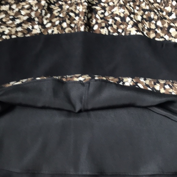 Talbots silk brown/cream/black faux wrap fit n flare sleeveless dress EUC - Picture 7 of 10